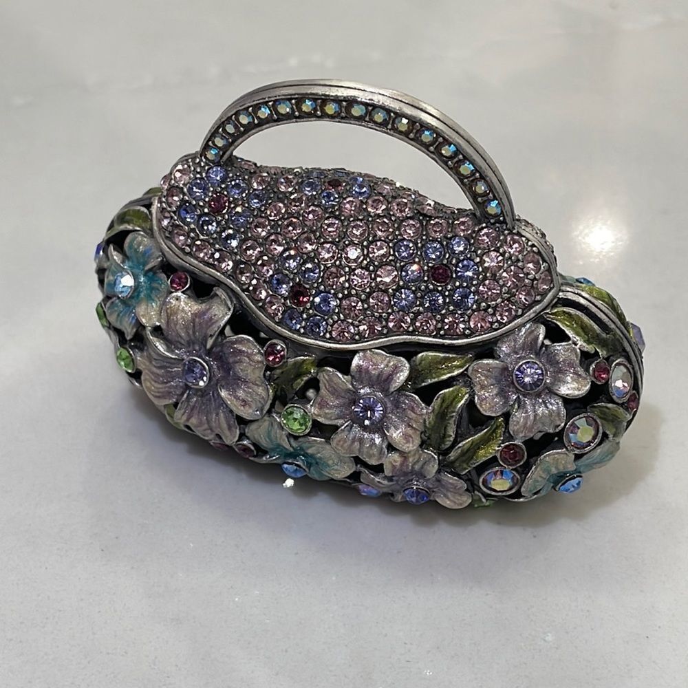 Kalifano Figurine Purse Keepsake Box with Swarovski Crystals